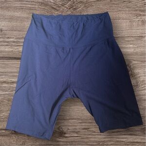 Navy Blue High-Waisted Biker Shorts